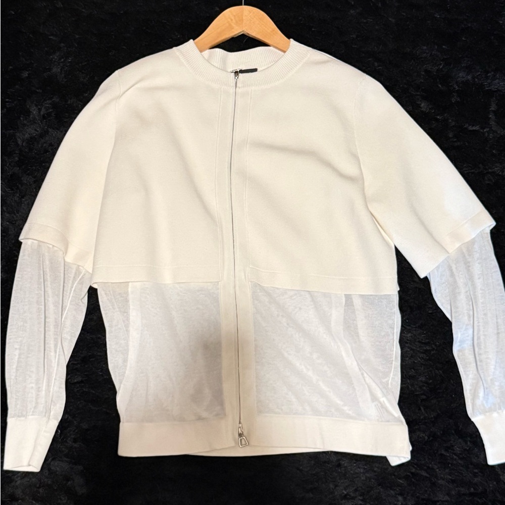 Akris Chic White Sweater with Sheer Accents
